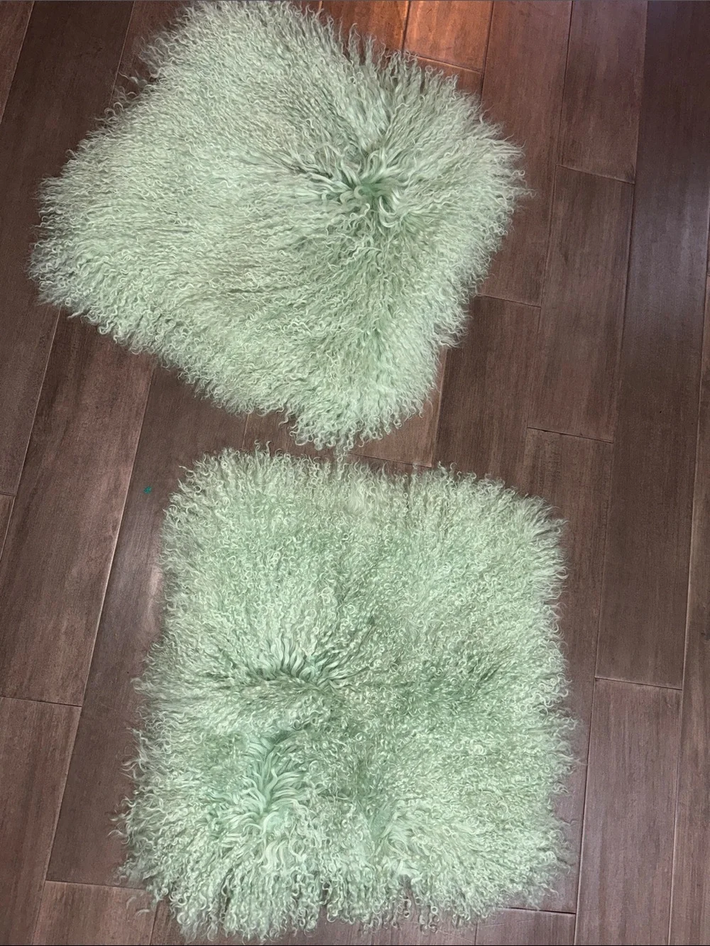 NWT Mint Green Mongolian Lamb Set of 2 16” Pillow Covers